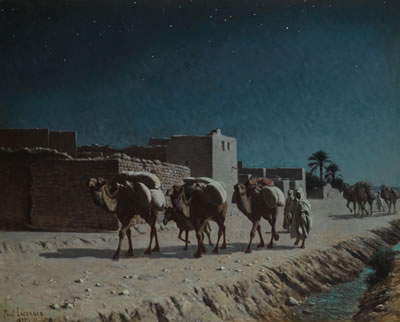 CAMEL TRAIN BY MOONLIGHT
