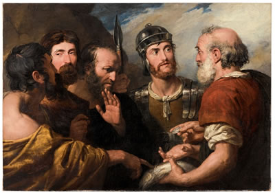 Saint Peter paying the tribute with a piece of silver found in a fish
