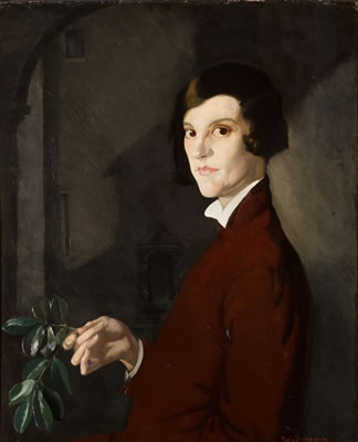PORTRAIT OF MISS EDITH WEAVER HOLDING A LAUREL BRANCH