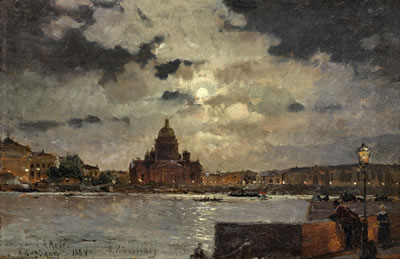 A VIEW OF ST PETERSBURG FROM THE UNIVERSITETSKAYA EMBANKMENT