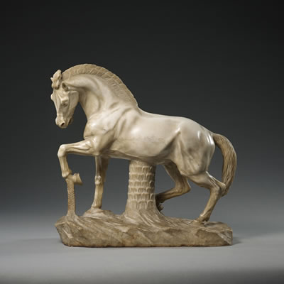 PACING STALLION by Alceo Dossena - Auction record, sale price, and art valuation. Compare with similar artists and explore comparable artworks.