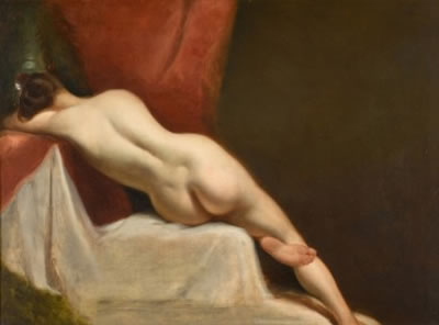 RECLINING FEMALE NUDE IN AN INTERIOR