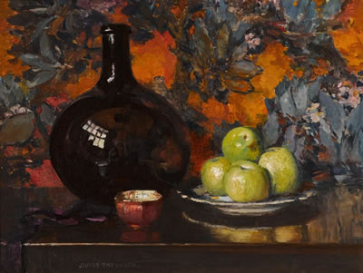 Still Life of a Black Bottle and Apples by James Paterson - Auction record, sale price, and art valuation. Compare with similar artists and explore comparable artworks.