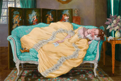 Sleeping Lady in a Room in 18th Century Dress