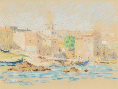 THREE VIEWS OF SAINT-TROPEZ: (I) LA PONCHE (II) PORT ET VOILIERS (III) LAURIER ROSE (3) by Auguste Pegurier - Auction record, sale price, and art valuation. Compare with similar artists and explore comparable artworks.
