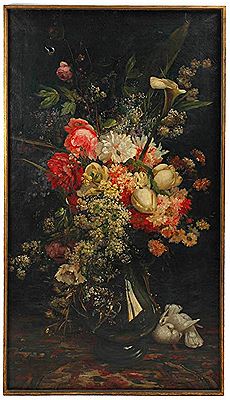 "FLOWERS WITH PIGEONS"