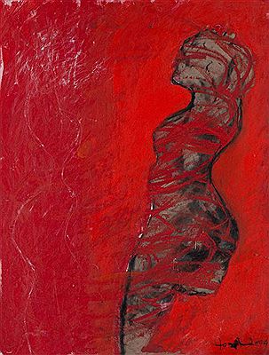 Standing Nude with Red Field