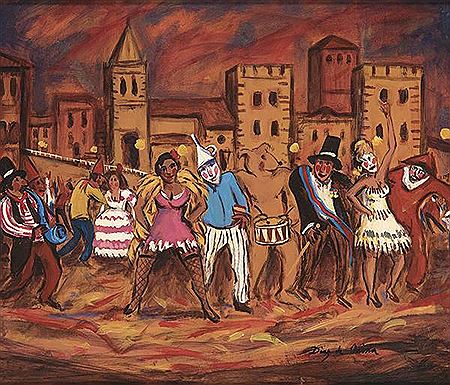 Carnival in front of the Revillagigedo Palace by Roberto Diaz de Orosia - Auction record, sale price, and art valuation. Compare with similar artists and explore comparable artworks.