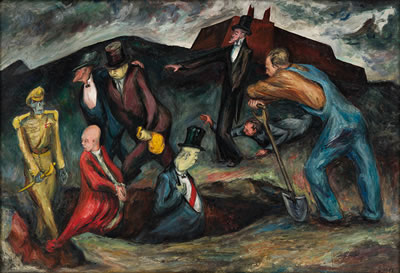 Sample artwork by Mervin Jules (1912 - 1994), known for social-realist genre-satire and figure painting, printmaking - View similar artists and auction records