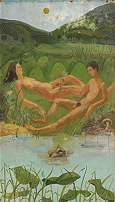 Sunbathing by a stream