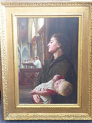 Mother and child with choristers in the background by Gertrude Martineau - Auction record, sale price, and art valuation. Compare with similar artists and explore comparable artworks.