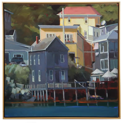 Sample artwork by Connie Hayes (Born 1952), known for mod townscape - View similar artists and auction records