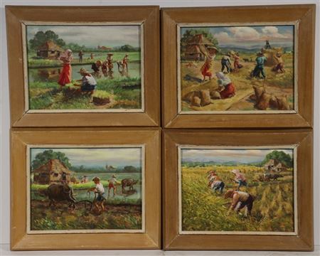 (4) Views of Farmers Working the Fields by Fortunato Jervoso - Auction record, sale price, and art valuation. Compare with similar artists and explore comparable artworks.
