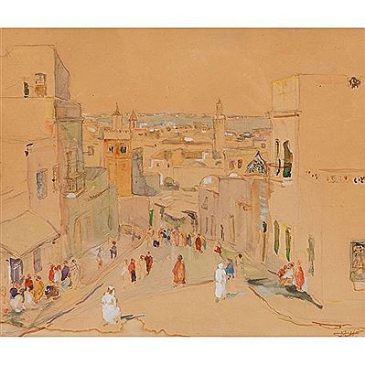 SOUK EL KHEMIS IN SOUSSE, TUNISIA by Eugene Billaud - Auction record, sale price, and art valuation. Compare with similar artists and explore comparable artworks.