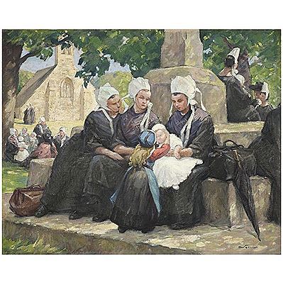 WOMEN AND CHILDREN BRETONS AT THE CALVARY