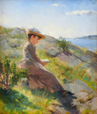 Läsande kvinna vid havet by Elisabeth Warling - Auction record, sale price, and art valuation. Compare with similar artists and explore comparable artworks.