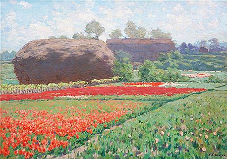 'Late tulpen en riethoop bij Bennebroek' / Late tulips and a reed stack near Bennebroek by Antonie L Koster - Auction record, sale price, and art valuation. Compare with similar artists and explore comparable artworks.