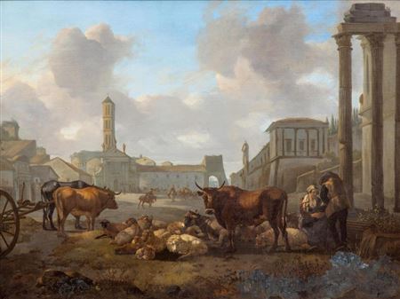 Cattle on the Campo Vaccino in Rome
