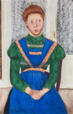 A portrait of a sitting lady with red hair by Samuel Jessurun de Mesquita - Auction record, sale price, and art valuation. Compare with similar artists and explore comparable artworks.