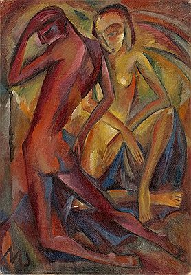 Composition with Red and Yellow Nude (pair)