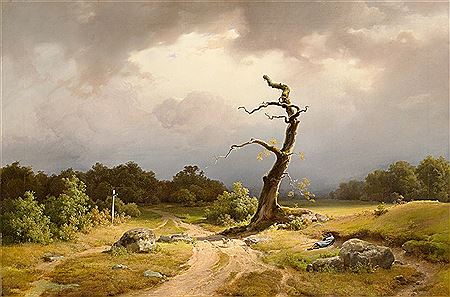 Landscape with approaching thunderstorm