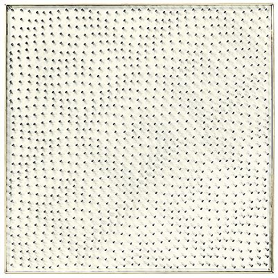 Silver ball structure on white base ”Nr. 4/1962”