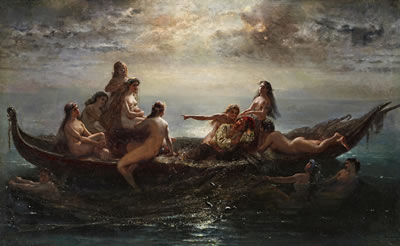 Sleeping Fisherman with Mermaids