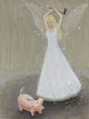 Fairy with Piggy Bank by Irene Bisang - Auction record, sale price, and art valuation. Compare with similar artists and explore comparable artworks.