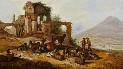 Italian Landscape with Ruins and Shepherd