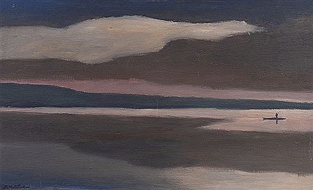 Nebe a voda s lodkou by Otto Matousek - Auction record, sale price, and art valuation. Compare with similar artists and explore comparable artworks.