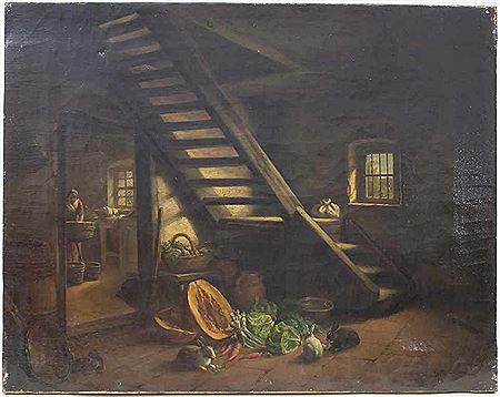 Interieur 'Hasen im Vorratsraum' / An interior 'Rabbits in the storeroom'