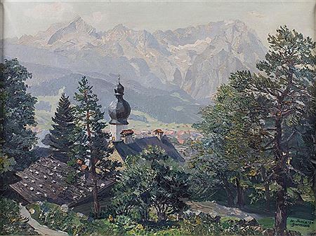 Alpine Landschaft 'Garmisch vor Zugspitze' / An alpine landscape 'Garmisch'