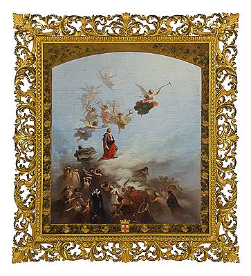The apotheosis of Vittorio Alfieri with coat of arms of the city of Asti