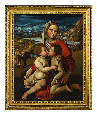 Madonna with Child and Saint John the Baptist by Giovanni Francesco Caroto - Auction record, sale price, and art valuation. Compare with similar artists and explore comparable artworks.