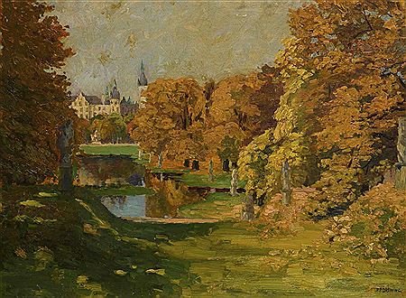 Park mit Schloss im Herbst