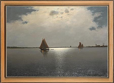 Fischerboote im Mondschein
