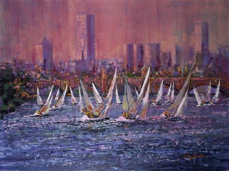 EVENING ON THE CHARLES by Kerry Hallam - Auction record, sale price, and art valuation. Compare with similar artists and explore comparable artworks.