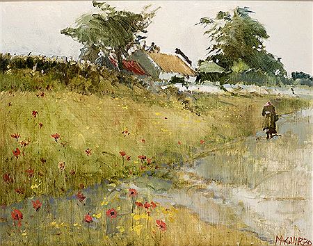 WAYSIDE COTTAGE AND WILD POPPIES, CONNEMARA, 1982