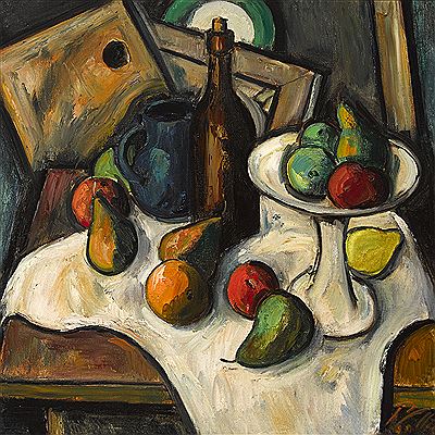 STILL LIFE WITH FRUIT, BOTTLE AND JUG