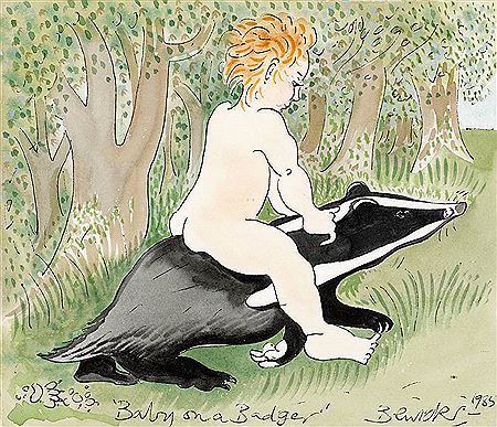 BABY ON A BADGER, 1985