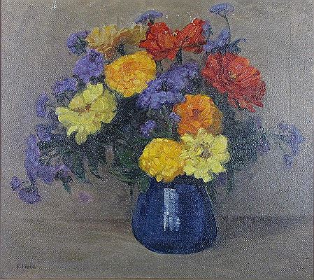 Flowers in Blue Vase