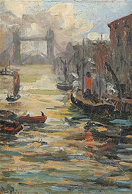 A view of the Thames with Tower Bridge by Herbert Ivan Babbage - Auction record, sale price, and art valuation. Compare with similar artists and explore comparable artworks.