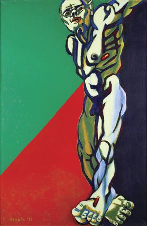 Sample artwork by Marian Czapla (Born 1946), known for modern easel painting, vivid color, sensual figuration, religious themes - View similar artists and auction records