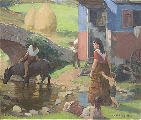 Campement de Bohémiens au Pays Basque.