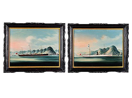 TWO WORKS: SHIPS IN HONG KONG HARBOR
