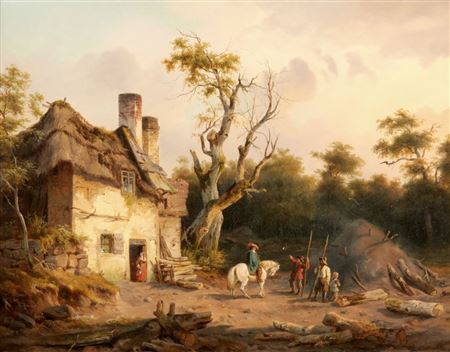 Sample artwork by Moritz Delfs (1823 - 1906), known for animal, landscape and battle painting - View similar artists and auction records