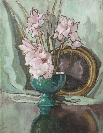 Still Life Study with Flowers in a Green Bowl