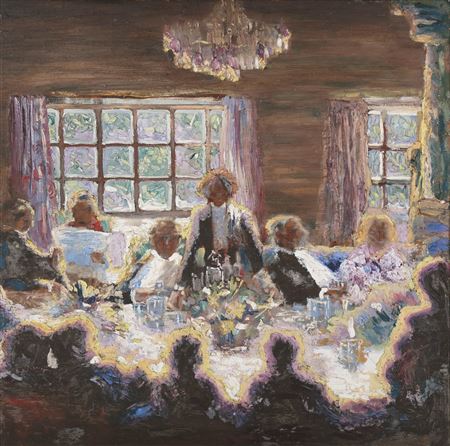 The Mid-Day Meal by Christopher Campbell - Auction record, sale price, and art valuation. Compare with similar artists and explore comparable artworks.