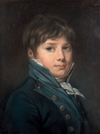 Portrait of a young boy in drummer's outfit