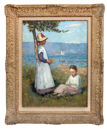 Fillettes au bord de l'eau